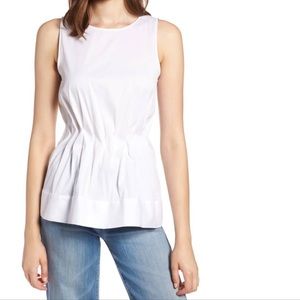 Halogen sleeveless peplum waist cinched shell top